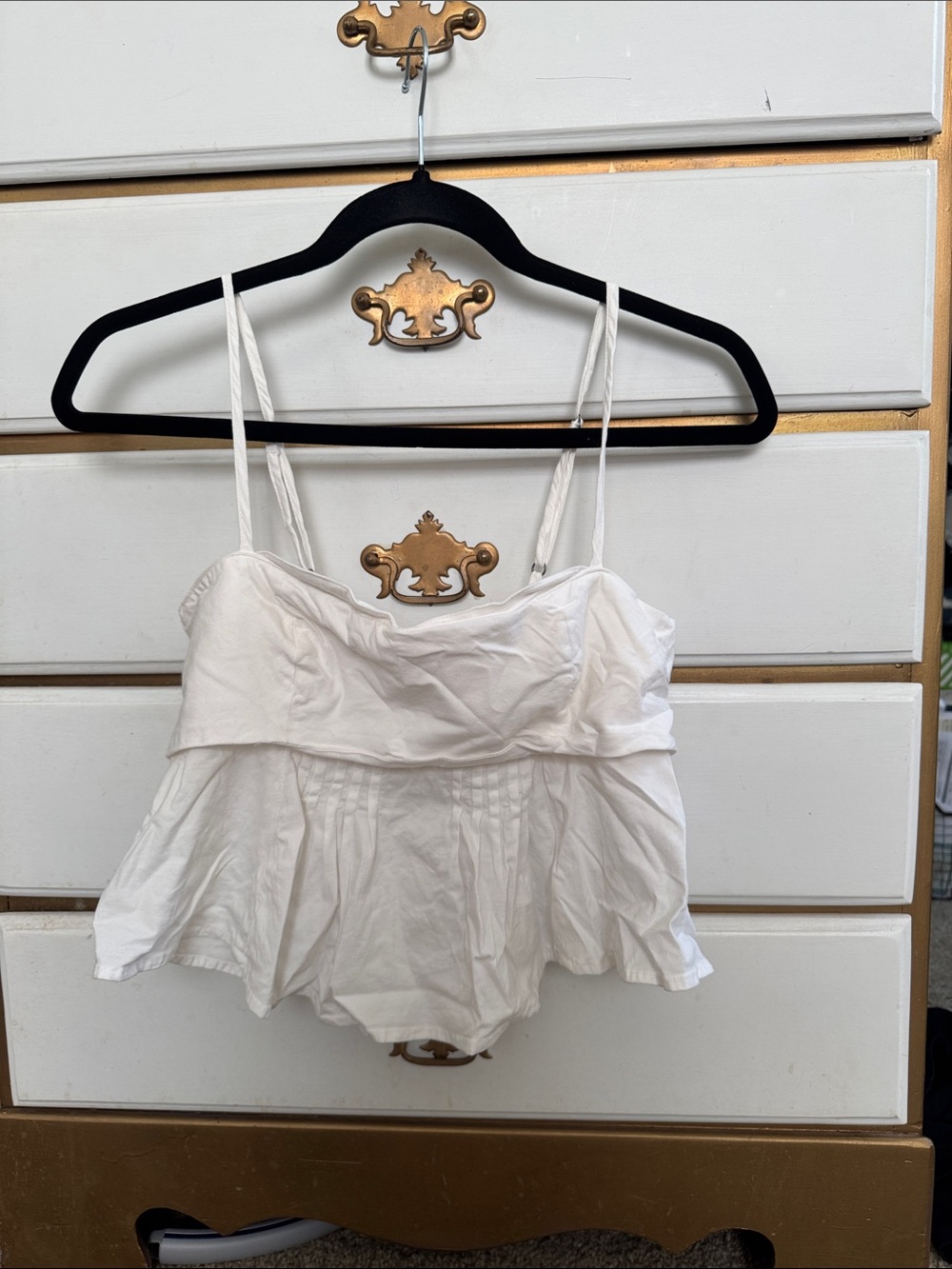 Free People White Spaghetti Strap Peplum Camisole